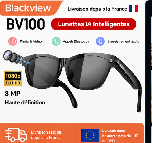 Lunettes Connectées IA – Caméra HD & Bluetooth