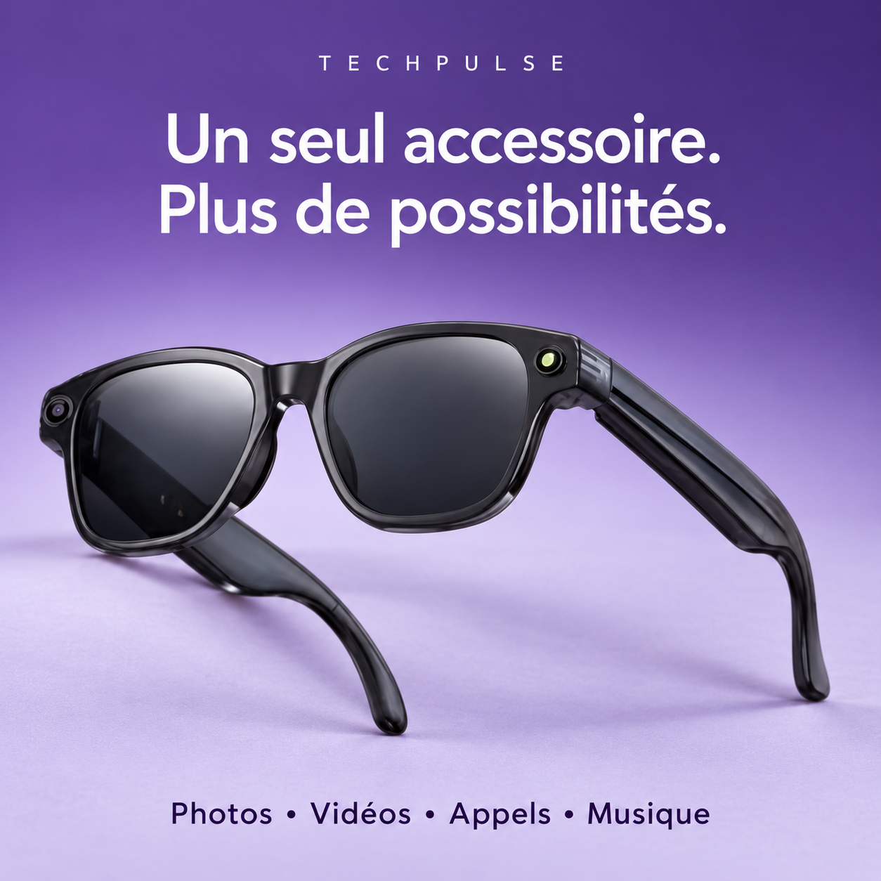 Lunettes Connectées IA – Caméra HD & Bluetooth